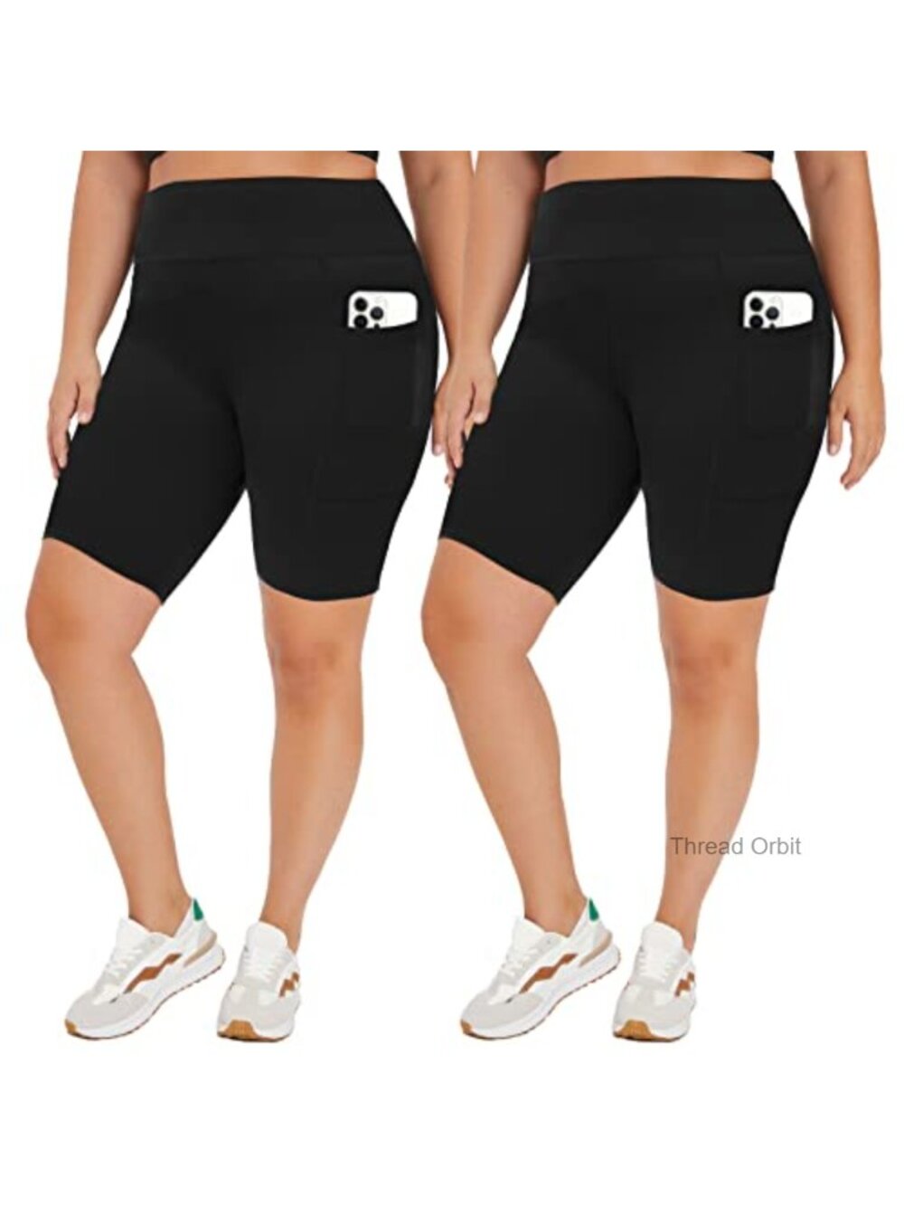 Plus Size Biker Shorts 8" High Waisted Tummy Control Spandex Workout Shorts 2